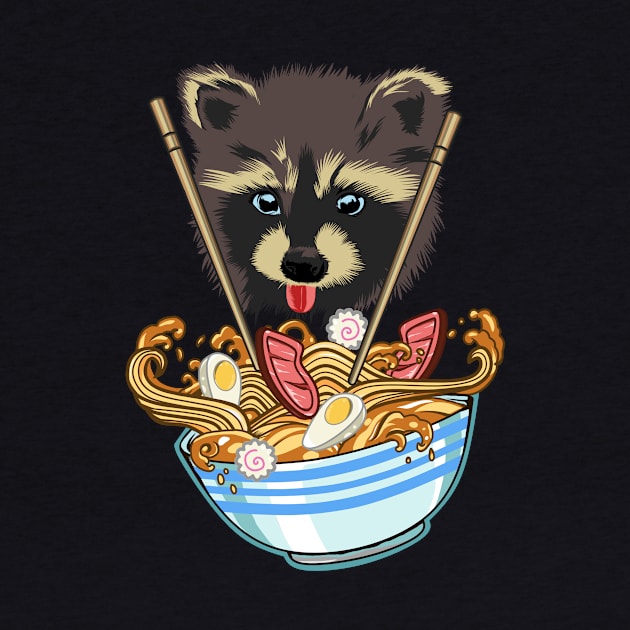 Raccoon loves noodles by pilipsjanuariusDesign